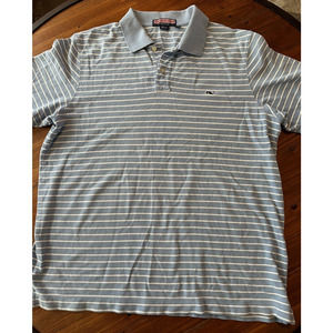 Vineyard Vines by Shep & Ian, Men's Striped Polo Large Blue/White 100% Cotton